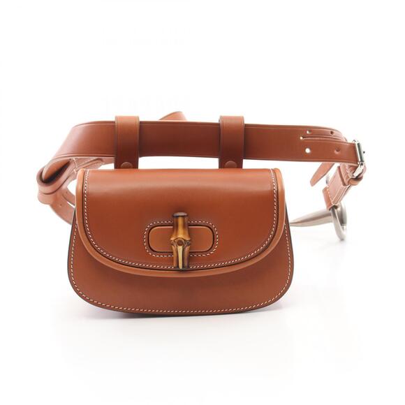 Gucci Handbags - Gucci Bamboo Belt Bag Waist Body Belt Crossbody Brown Leather